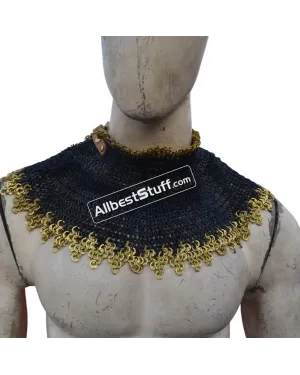 6 mm Medieval Chainmail Collar with Edged Brass Rows